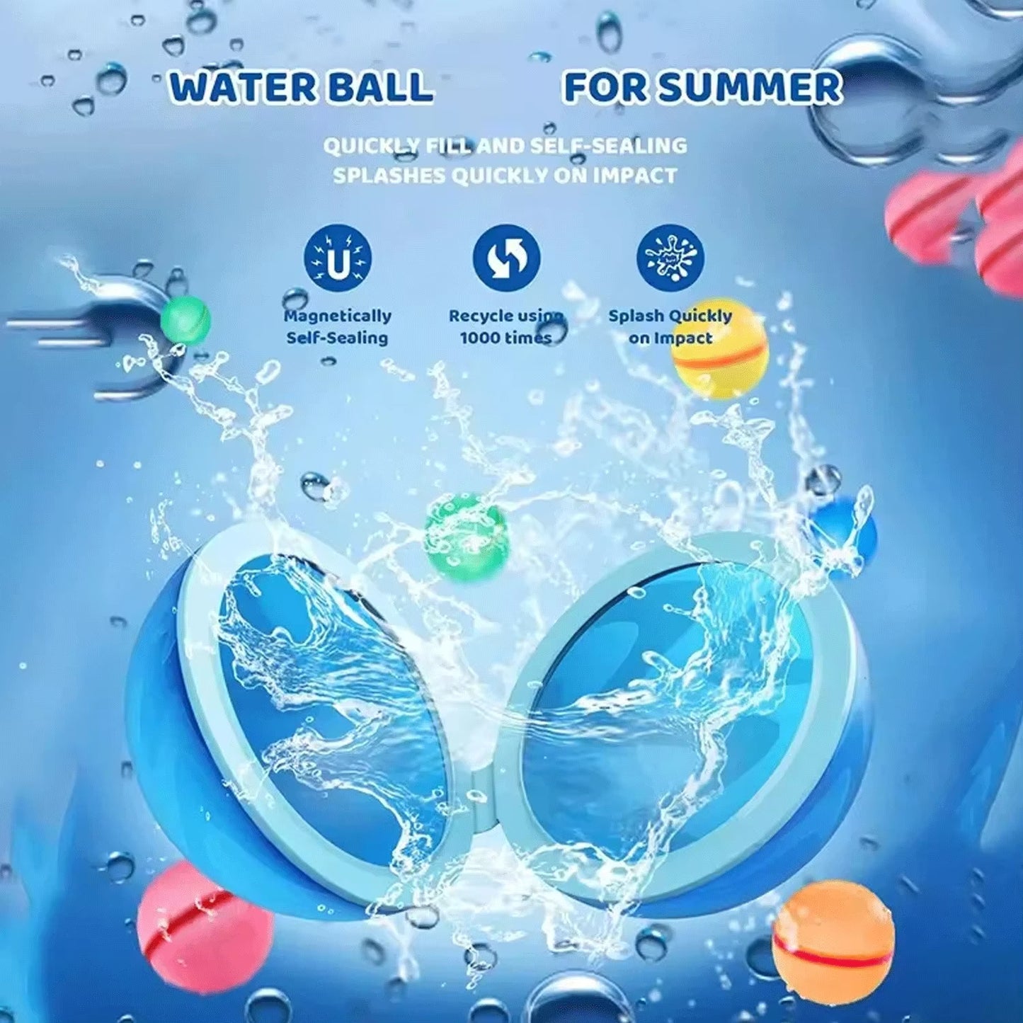  12/6/4/1 Pack Magnetic Reusable Water Ball Quick Fill Self Sealing Silicone Water Ball Kids Summer Pool Outdoor Water Toys