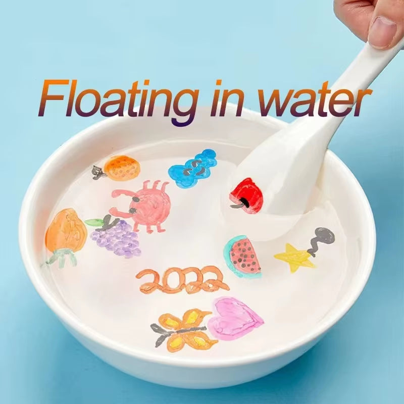 8/12 Colors Water Floating Pen Magical Ink Pens with Spoon Brush Whiteboard Markers Suspension Kids Educational Painting Marker
